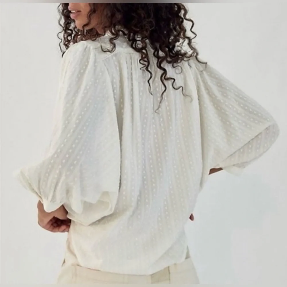 Anthropologie Pilcro Tavi eyelet and swiss dot dolman sleeve blouse - Picture 2 of 7